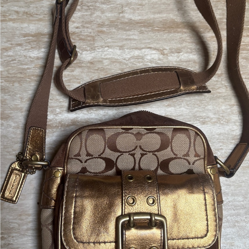 Coach Special Edition 2004 Metallic Bronze Signature Crossbody Set